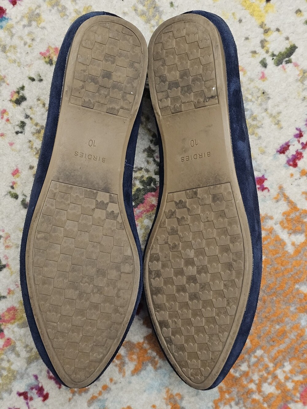 BIRDIES Heron Flat Navy Suede Womens Size 10 Loafers Smoking Shoes - Picture 12 of 12